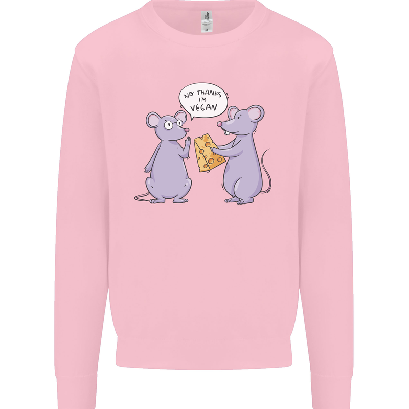 Vegan Mouse Funny Cheese Kids Sweatshirt Jumper Light Pink