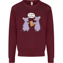 Vegan Mouse Funny Cheese Kids Sweatshirt Jumper Maroon
