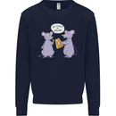 Vegan Mouse Funny Cheese Kids Sweatshirt Jumper Navy Blue