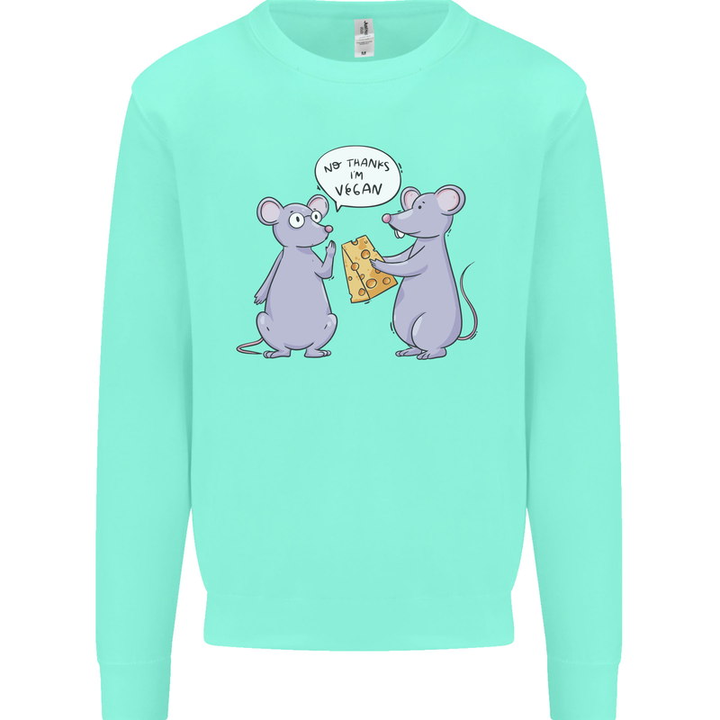 Vegan Mouse Funny Cheese Kids Sweatshirt Jumper Peppermint