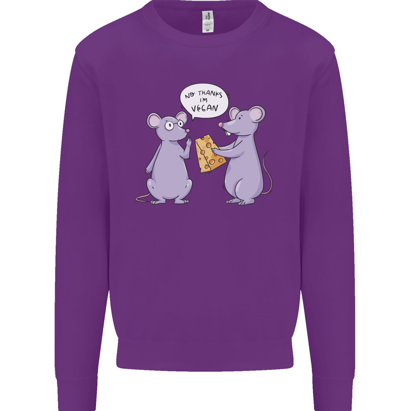 Vegan Mouse Funny Cheese Kids Sweatshirt Jumper Purple