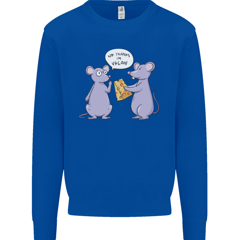 Vegan Mouse Funny Cheese Kids Sweatshirt Jumper Royal Blue