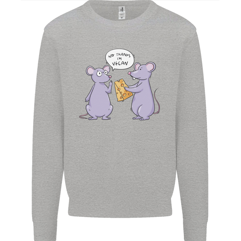 Vegan Mouse Funny Cheese Kids Sweatshirt Jumper Sports Grey