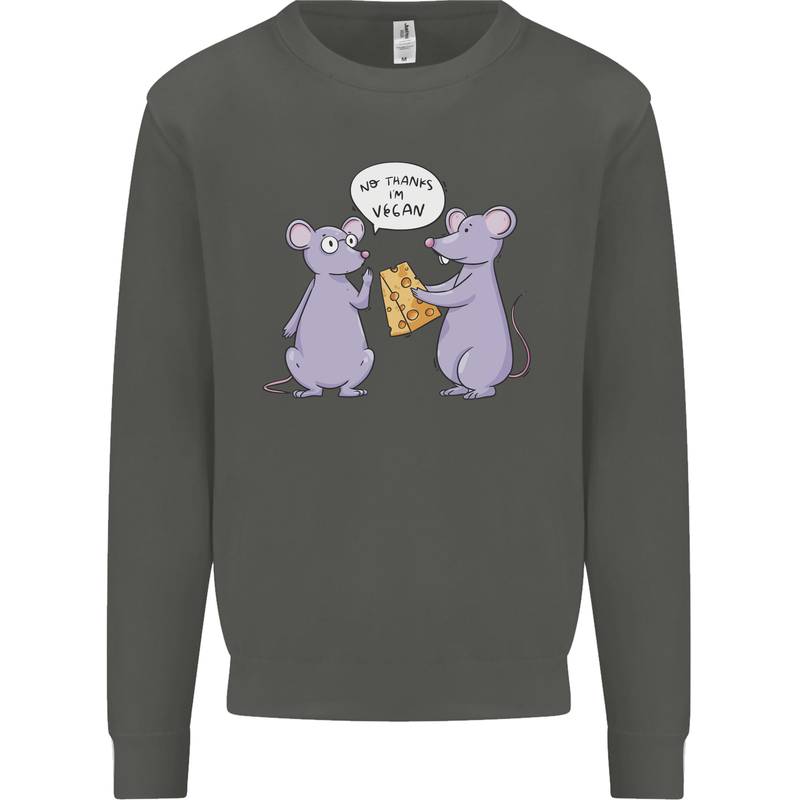 Vegan Mouse Funny Cheese Kids Sweatshirt Jumper Storm Grey