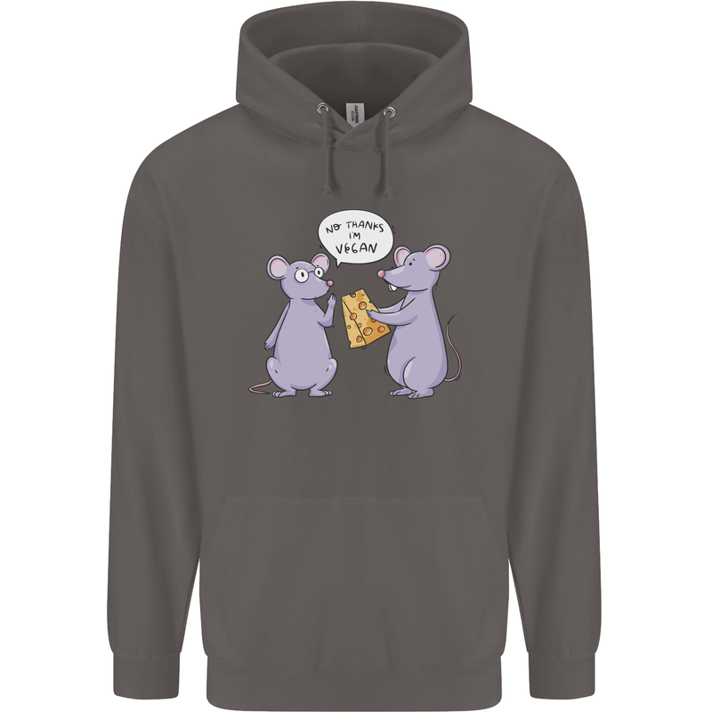 Vegan Mouse Funny Cheese Mens 80% Cotton Hoodie Charcoal