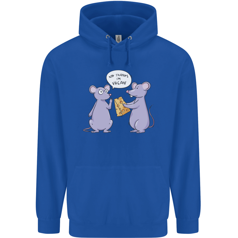 Vegan Mouse Funny Cheese Mens 80% Cotton Hoodie Royal Blue