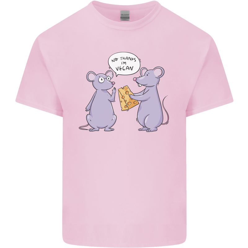 Vegan Mouse Funny Cheese Mens Cotton T-Shirt Tee Top Light Pink