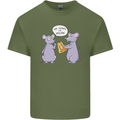 Vegan Mouse Funny Cheese Mens Cotton T-Shirt Tee Top Military Green