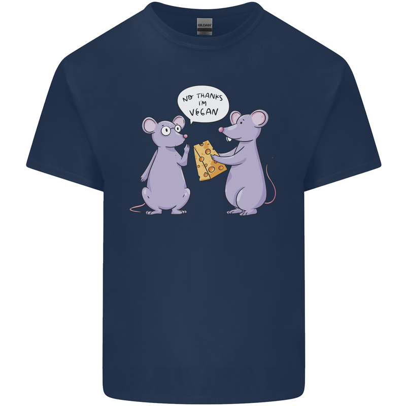 Vegan Mouse Funny Cheese Mens Cotton T-Shirt Tee Top Navy Blue