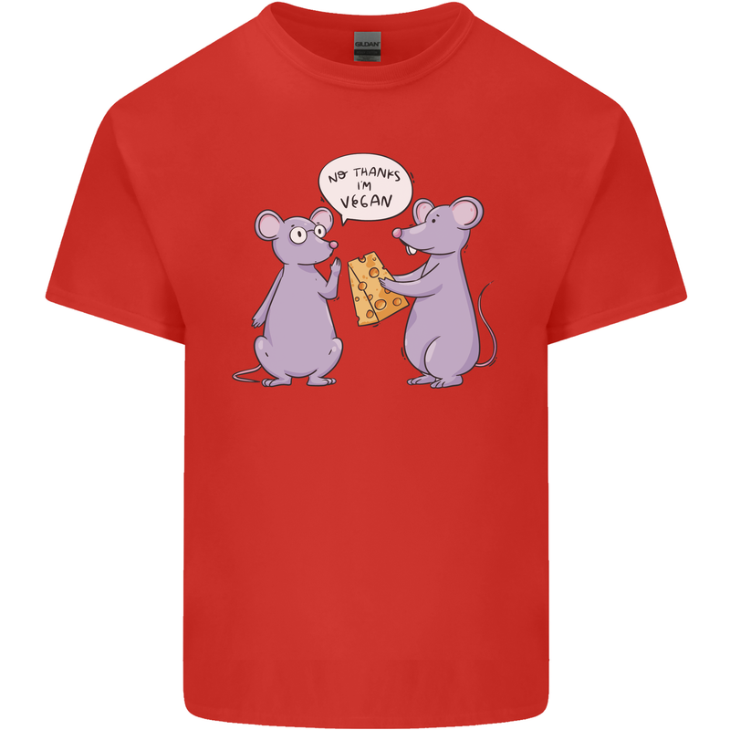 Vegan Mouse Funny Cheese Mens Cotton T-Shirt Tee Top Red