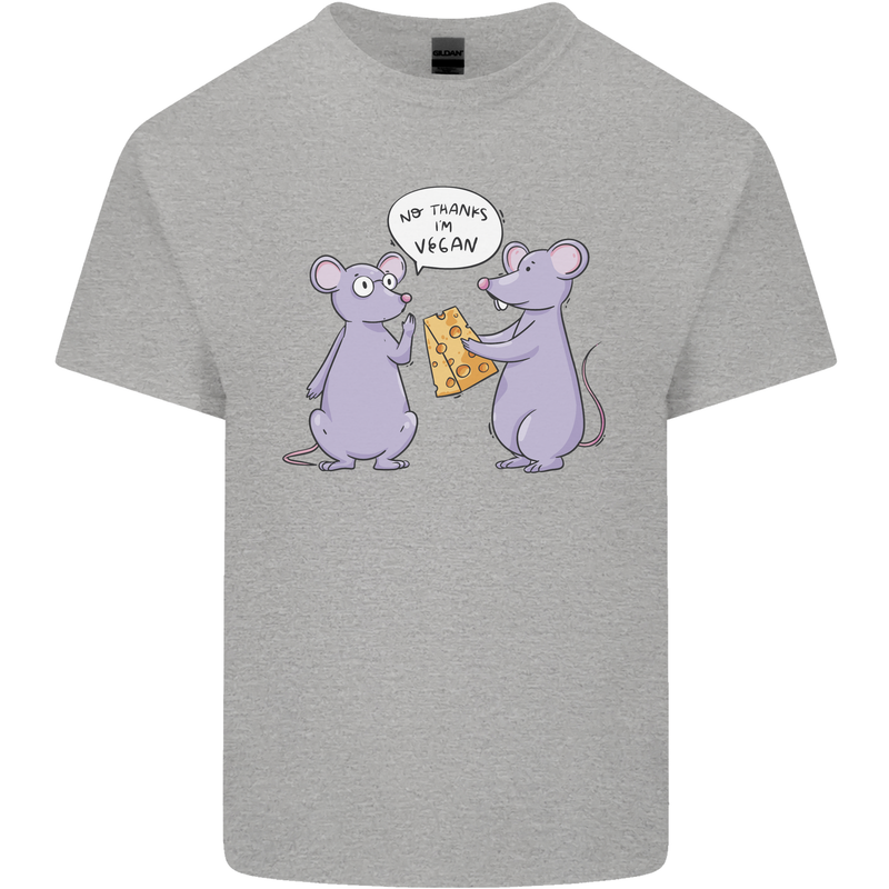 Vegan Mouse Funny Cheese Mens Cotton T-Shirt Tee Top Sports Grey