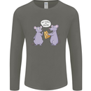 Vegan Mouse Funny Cheese Mens Long Sleeve T-Shirt Charcoal