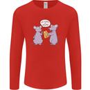 Vegan Mouse Funny Cheese Mens Long Sleeve T-Shirt Red
