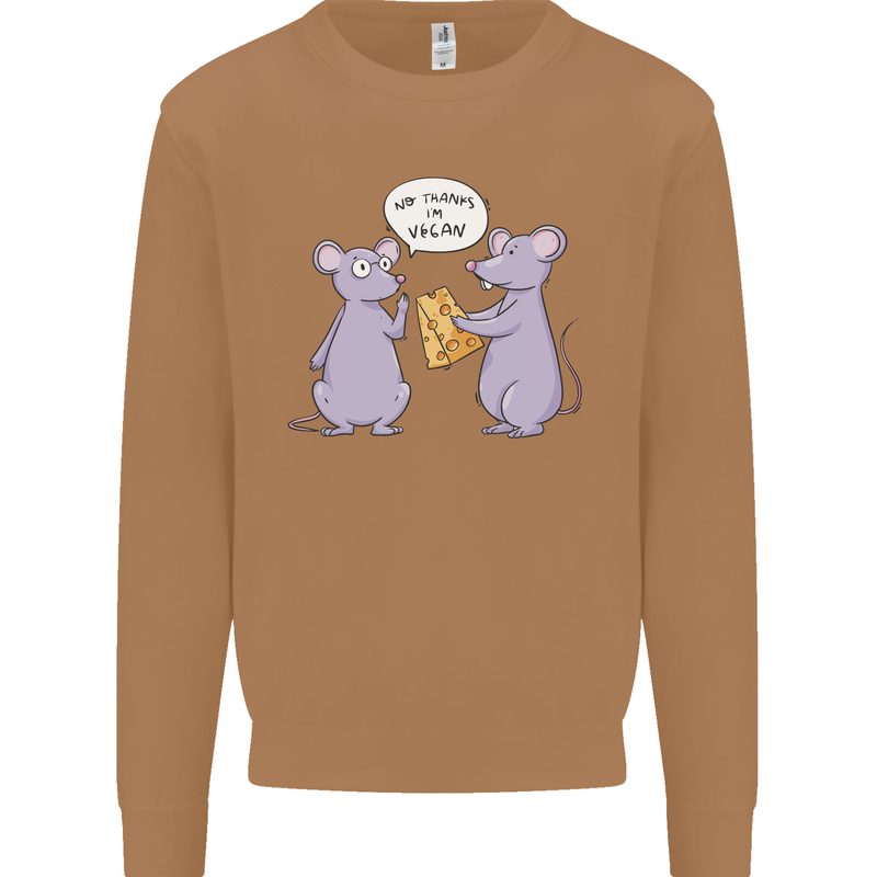 Vegan Mouse Funny Cheese Mens Sweatshirt Jumper Caramel Latte