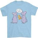 Vegan Mouse Funny Cheese Mens T-Shirt 100% Cotton Light Blue