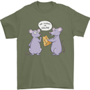 Vegan Mouse Funny Cheese Mens T-Shirt 100% Cotton Military Green