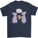 Vegan Mouse Funny Cheese Mens T-Shirt 100% Cotton Navy Blue