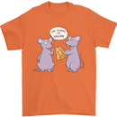 Vegan Mouse Funny Cheese Mens T-Shirt 100% Cotton Orange