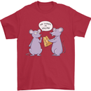 Vegan Mouse Funny Cheese Mens T-Shirt 100% Cotton Red