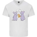 Vegan Mouse Funny Cheese Mens V-Neck Cotton T-Shirt White