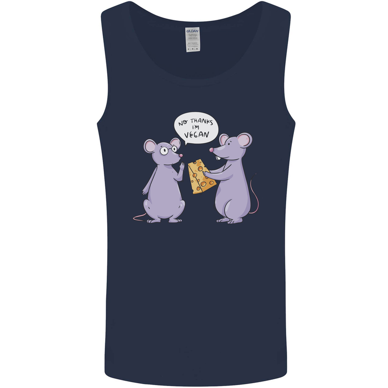 Vegan Mouse Funny Cheese Mens Vest Tank Top Navy Blue