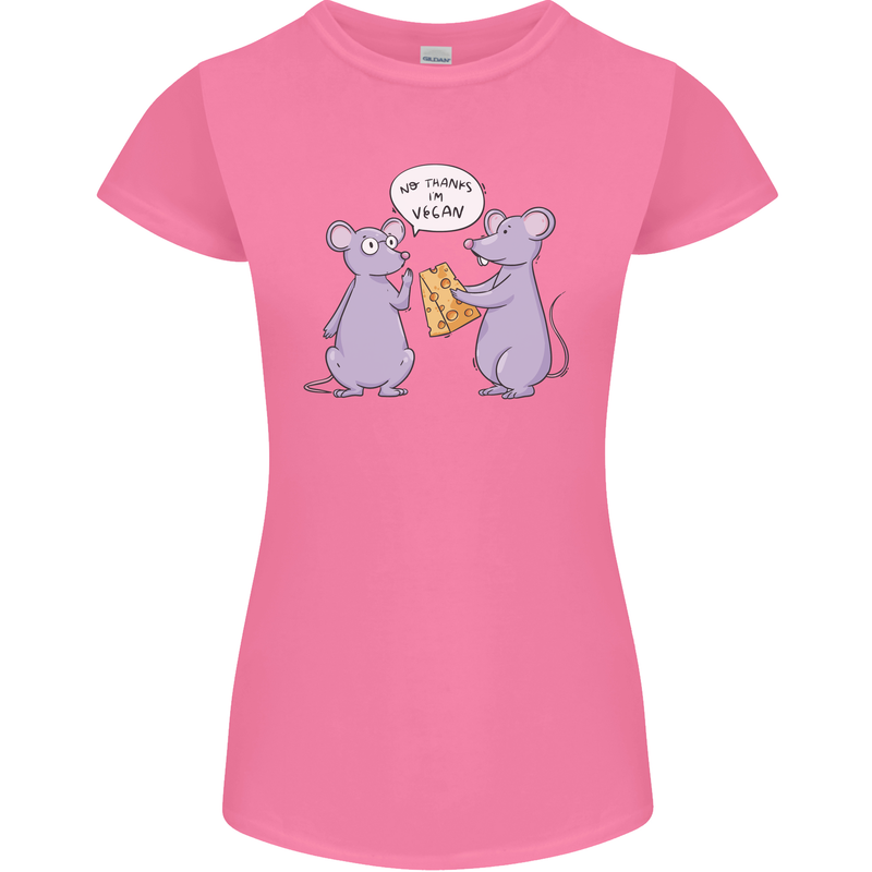 Vegan Mouse Funny Cheese Womens Petite Cut T-Shirt Azalea