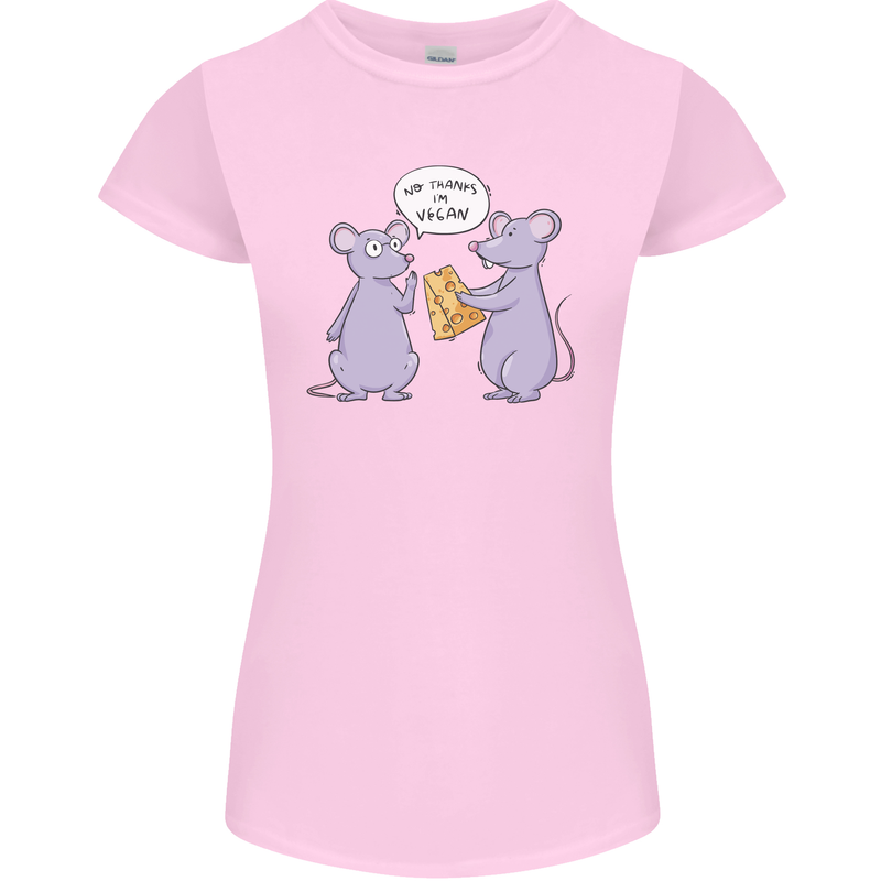 Vegan Mouse Funny Cheese Womens Petite Cut T-Shirt Light Pink