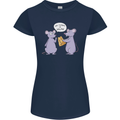 Vegan Mouse Funny Cheese Womens Petite Cut T-Shirt Navy Blue