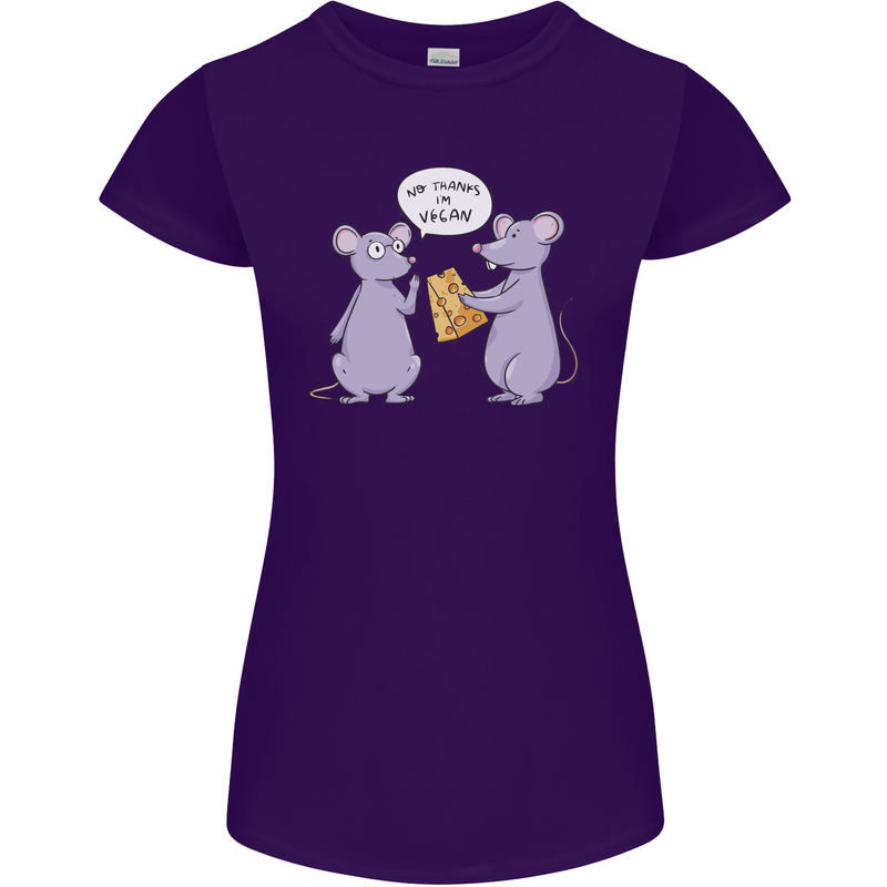 Vegan Mouse Funny Cheese Womens Petite Cut T-Shirt Purple