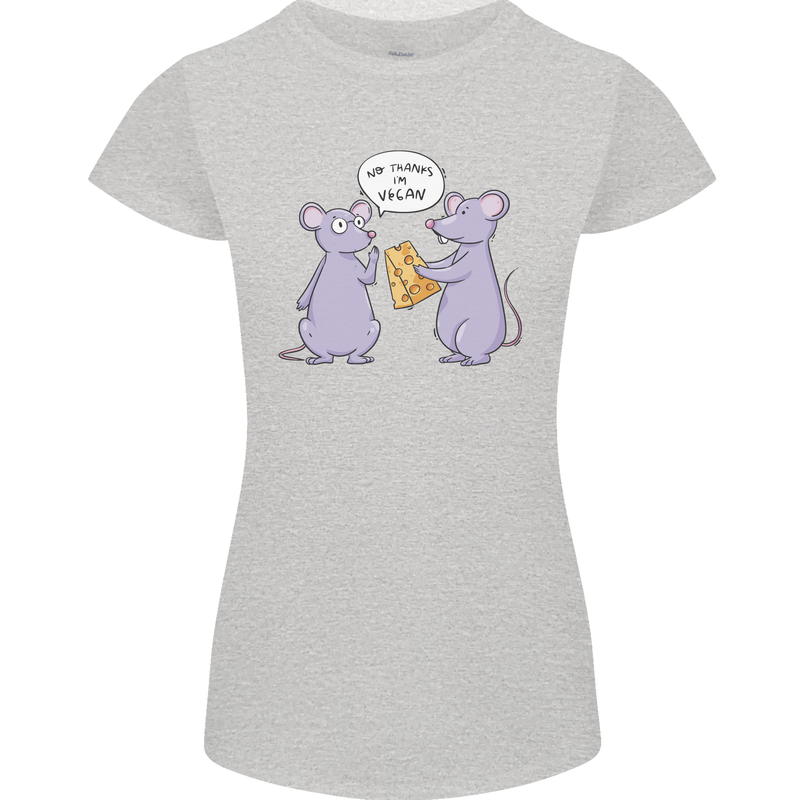 Vegan Mouse Funny Cheese Womens Petite Cut T-Shirt Sports Grey