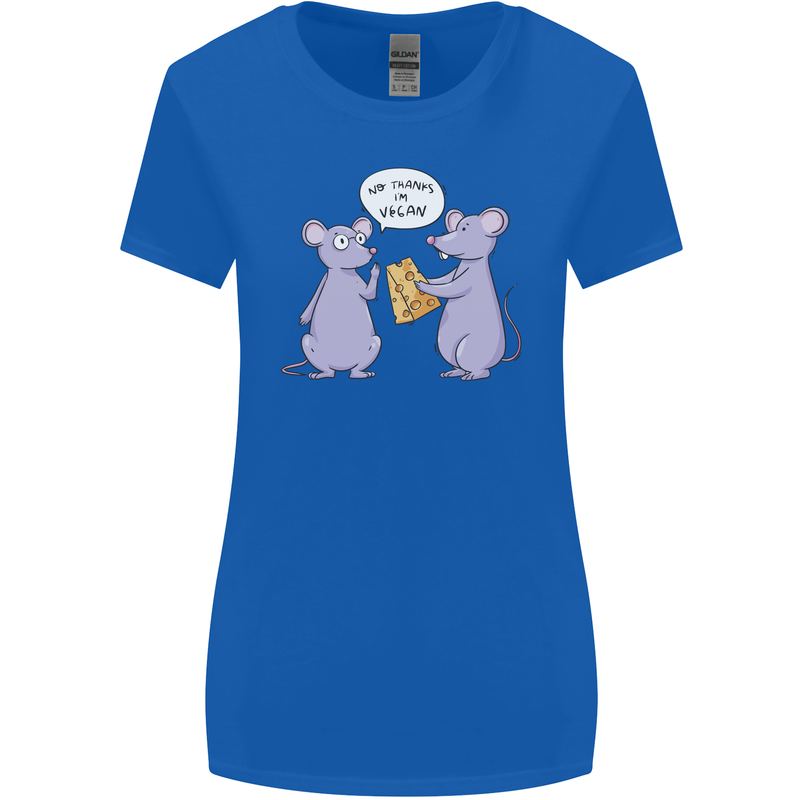 Vegan Mouse Funny Cheese Womens Wider Cut T-Shirt Royal Blue