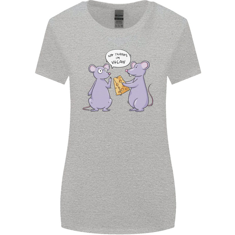 Vegan Mouse Funny Cheese Womens Wider Cut T-Shirt Sports Grey