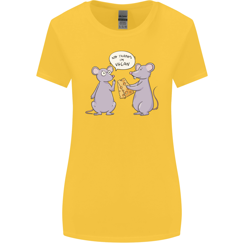 Vegan Mouse Funny Cheese Womens Wider Cut T-Shirt Yellow