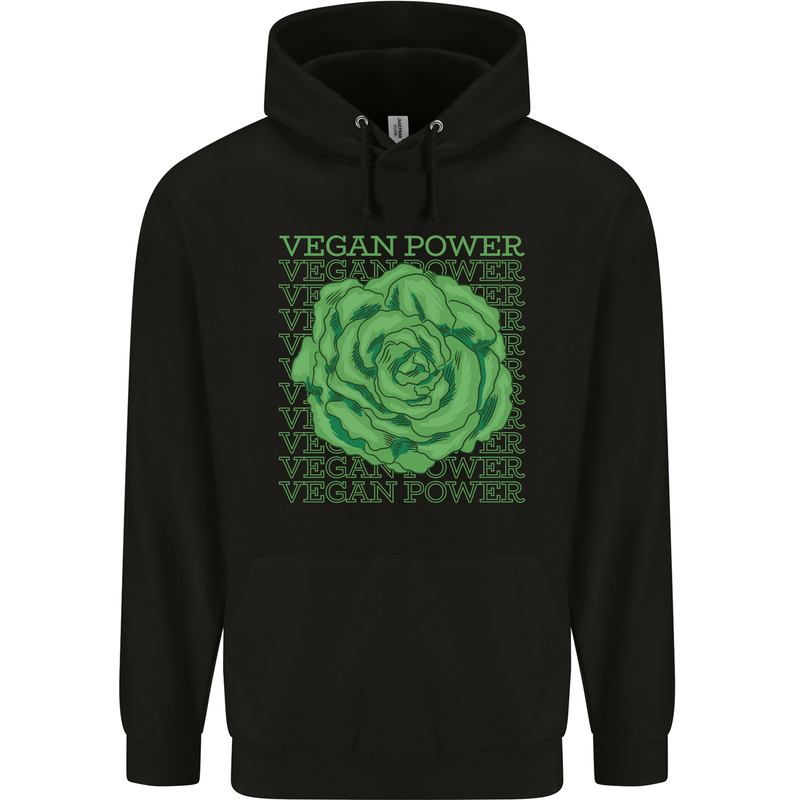 Vegan Power Childrens Kids Hoodie Black