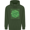 Vegan Power Childrens Kids Hoodie Forest Green
