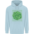 Vegan Power Childrens Kids Hoodie Light Blue
