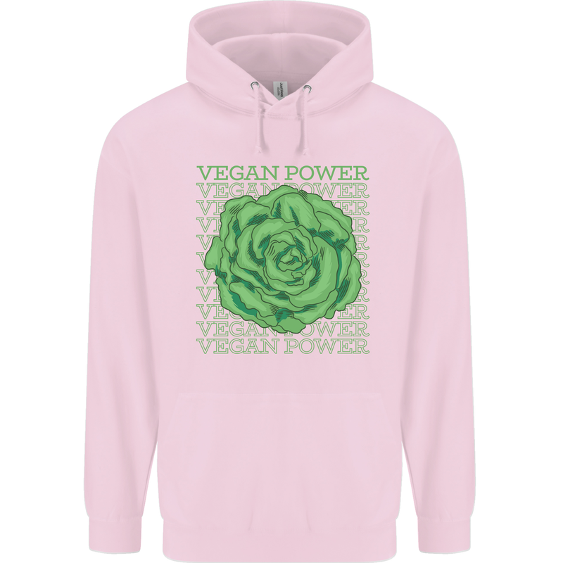 Vegan Power Childrens Kids Hoodie Light Pink