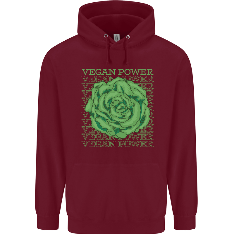 Vegan Power Childrens Kids Hoodie Maroon