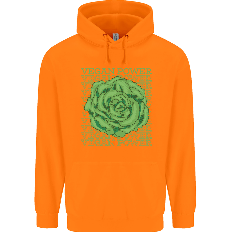 Vegan Power Childrens Kids Hoodie Orange