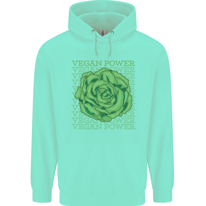Vegan Power Childrens Kids Hoodie Peppermint