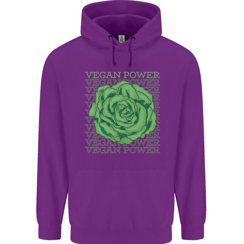Vegan Power Childrens Kids Hoodie Purple