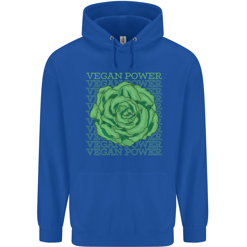 Vegan Power Childrens Kids Hoodie Royal Blue