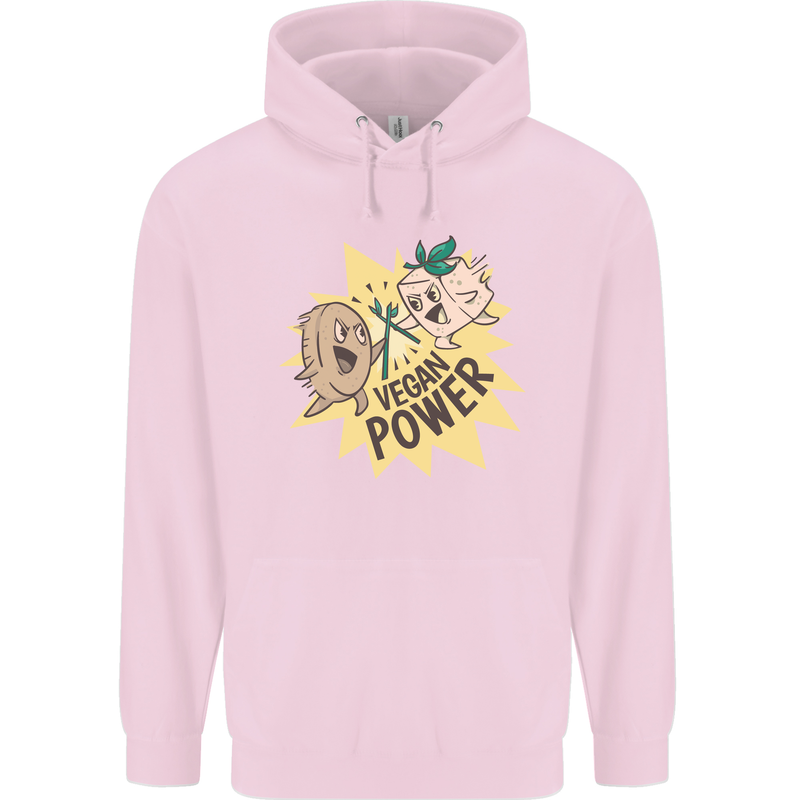 Vegan Power Funny Childrens Kids Hoodie Light Pink