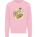 Vegan Power Funny Kids Sweatshirt Jumper Light Pink