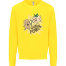 Vegan Power Funny Kids Sweatshirt Jumper Yellow
