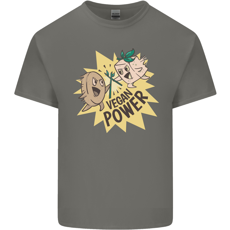 Vegan Power Funny Kids T-Shirt Childrens Charcoal