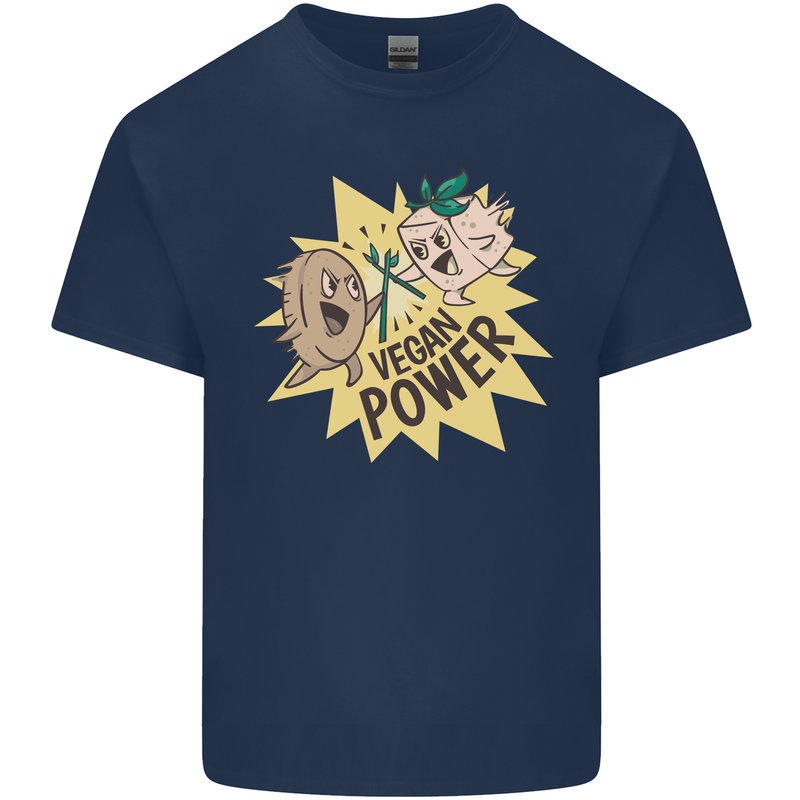 Vegan Power Funny Kids T-Shirt Childrens Navy Blue