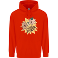 Vegan Power Funny Mens 80% Cotton Hoodie Bright Red