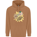 Vegan Power Funny Mens 80% Cotton Hoodie Caramel Latte