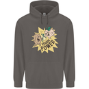 Vegan Power Funny Mens 80% Cotton Hoodie Charcoal